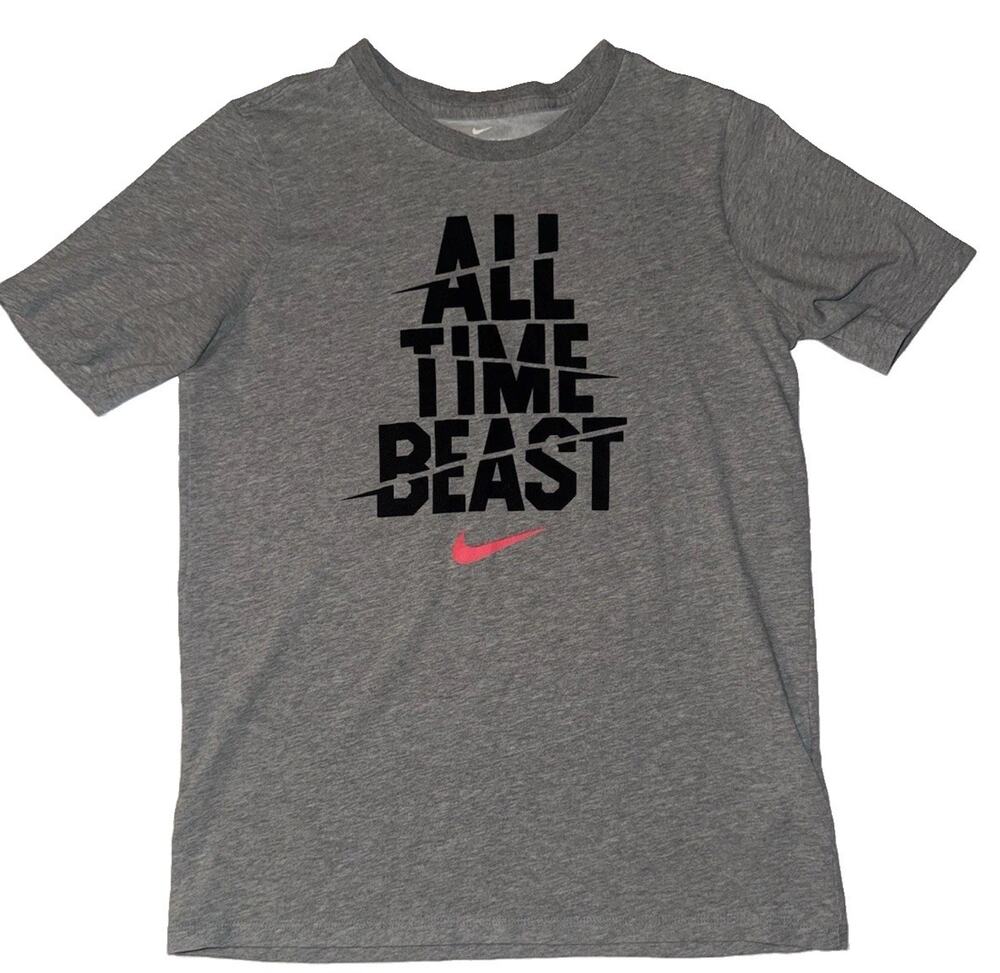 Nike Dri-FIT Boys Large Gray Graphic T Shirt Athletic Performance Tee
